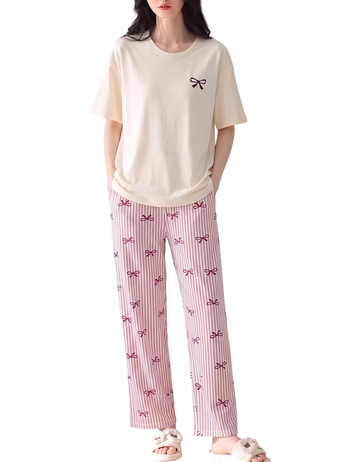 Women's Cotton Blend Full-Sleeve Night Suit - Cream - Image 14