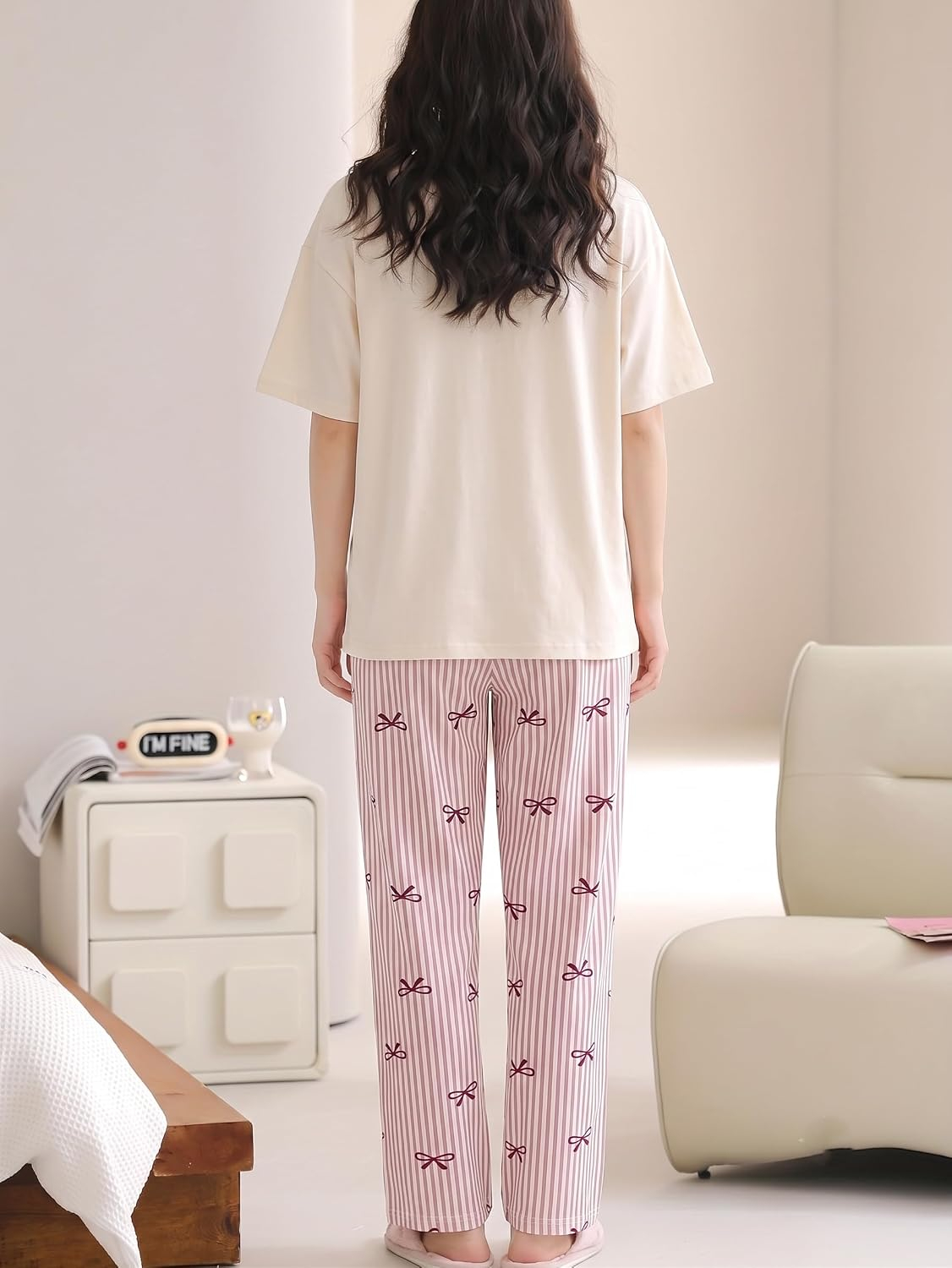 Women's Cotton Blend Full-Sleeve Night Suit - Cream - Image 17
