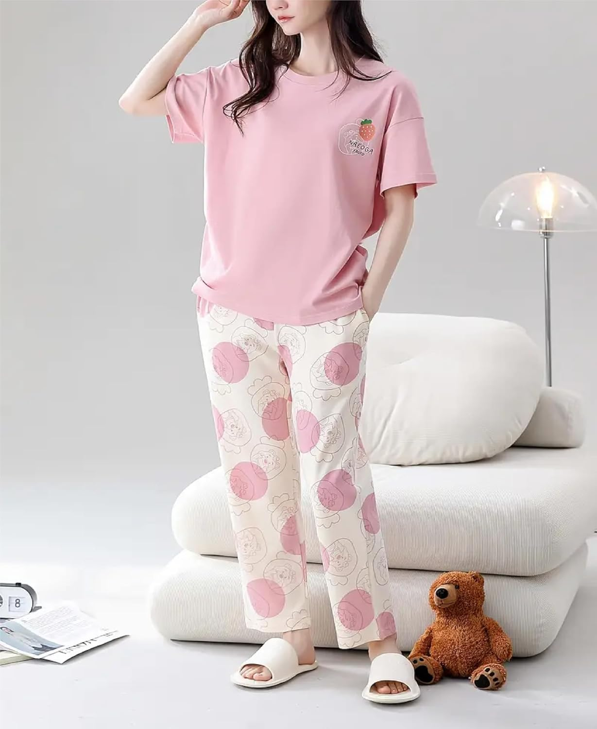 Women's Cotton Blend Full-Sleeve Night Suit - Cream - Image 31
