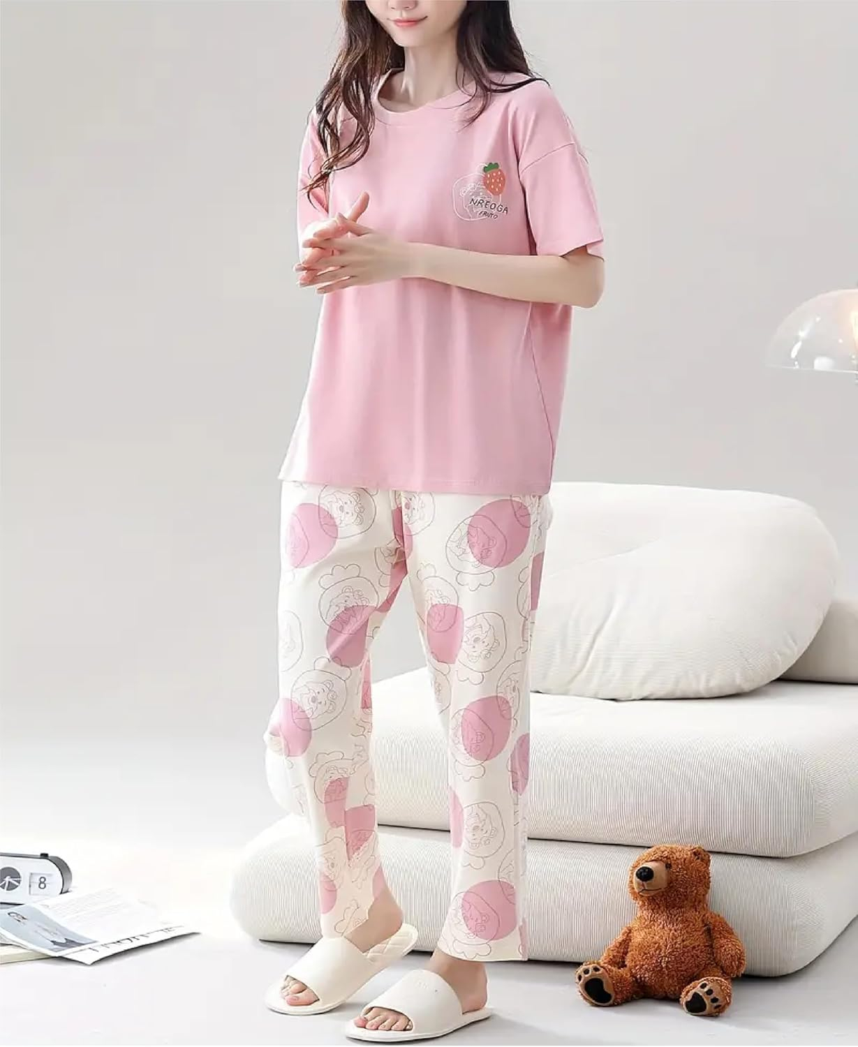 Women's Cotton Blend Full-Sleeve Night Suit - Cream - Image 33