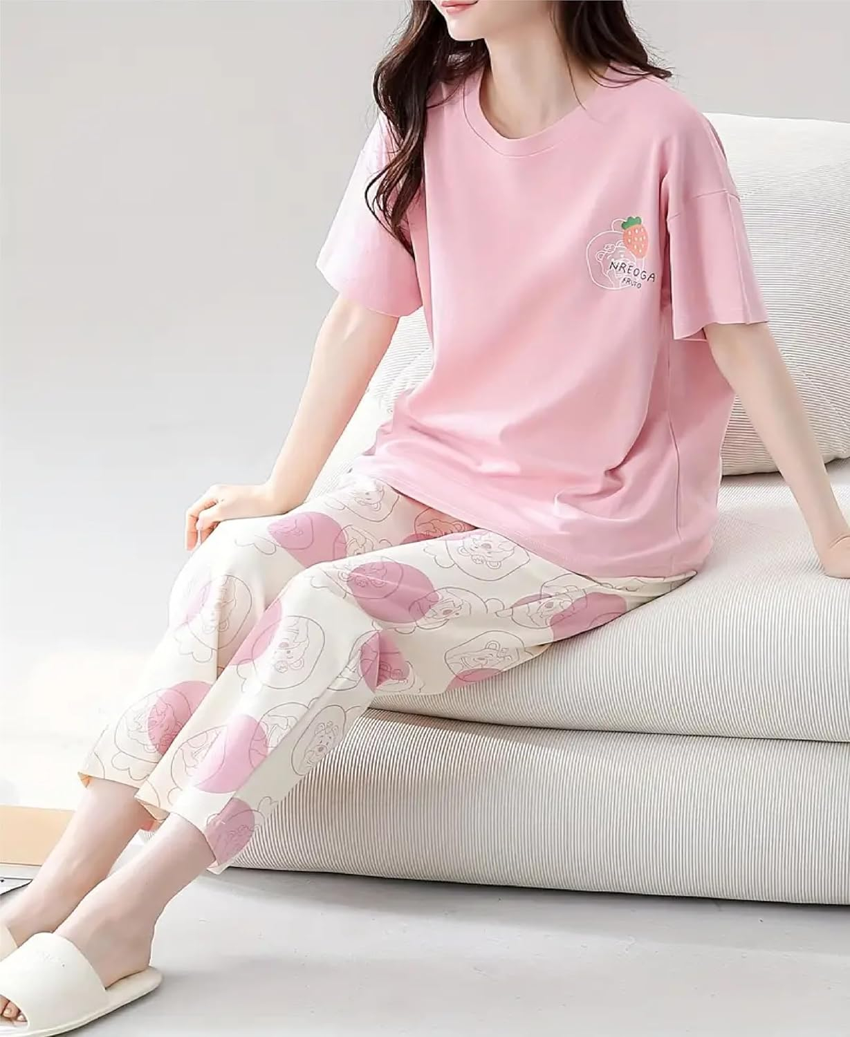 Women's Cotton Blend Full-Sleeve Night Suit - Cream - Image 35