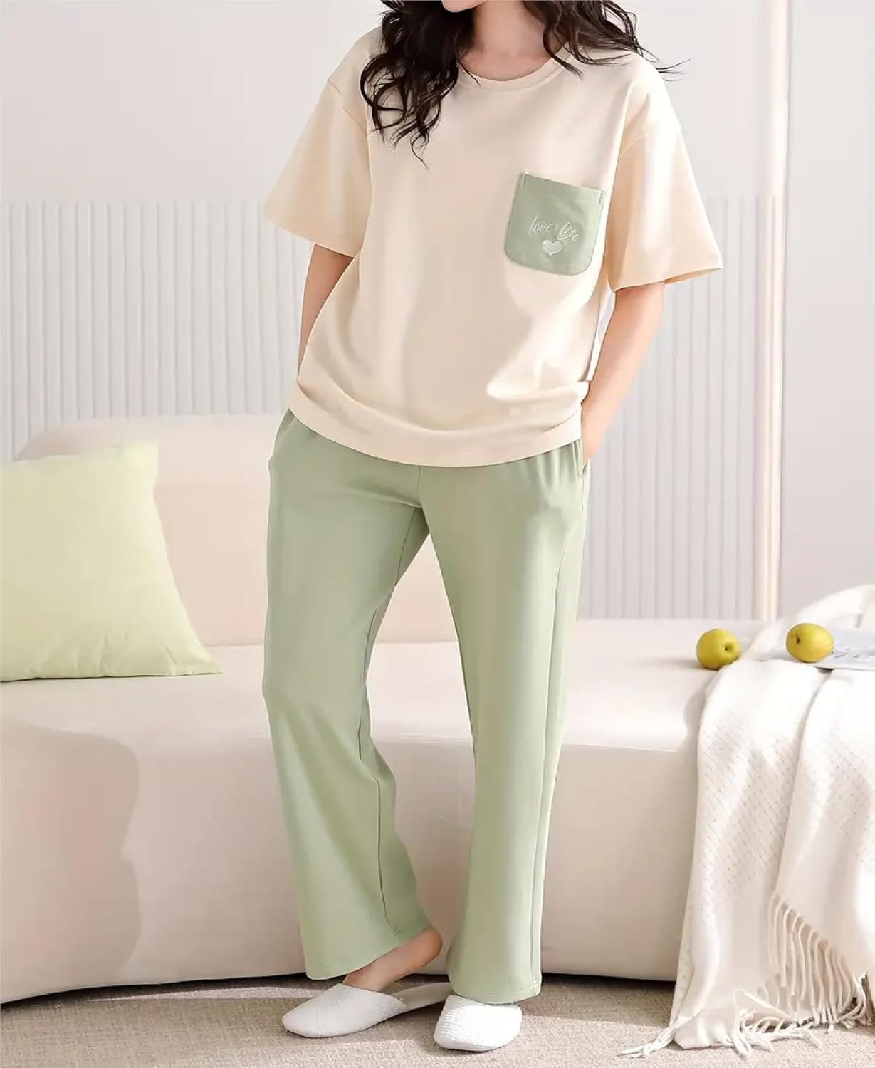 Women's Cotton Blend Full-Sleeve Night Suit - Cream - Image 53