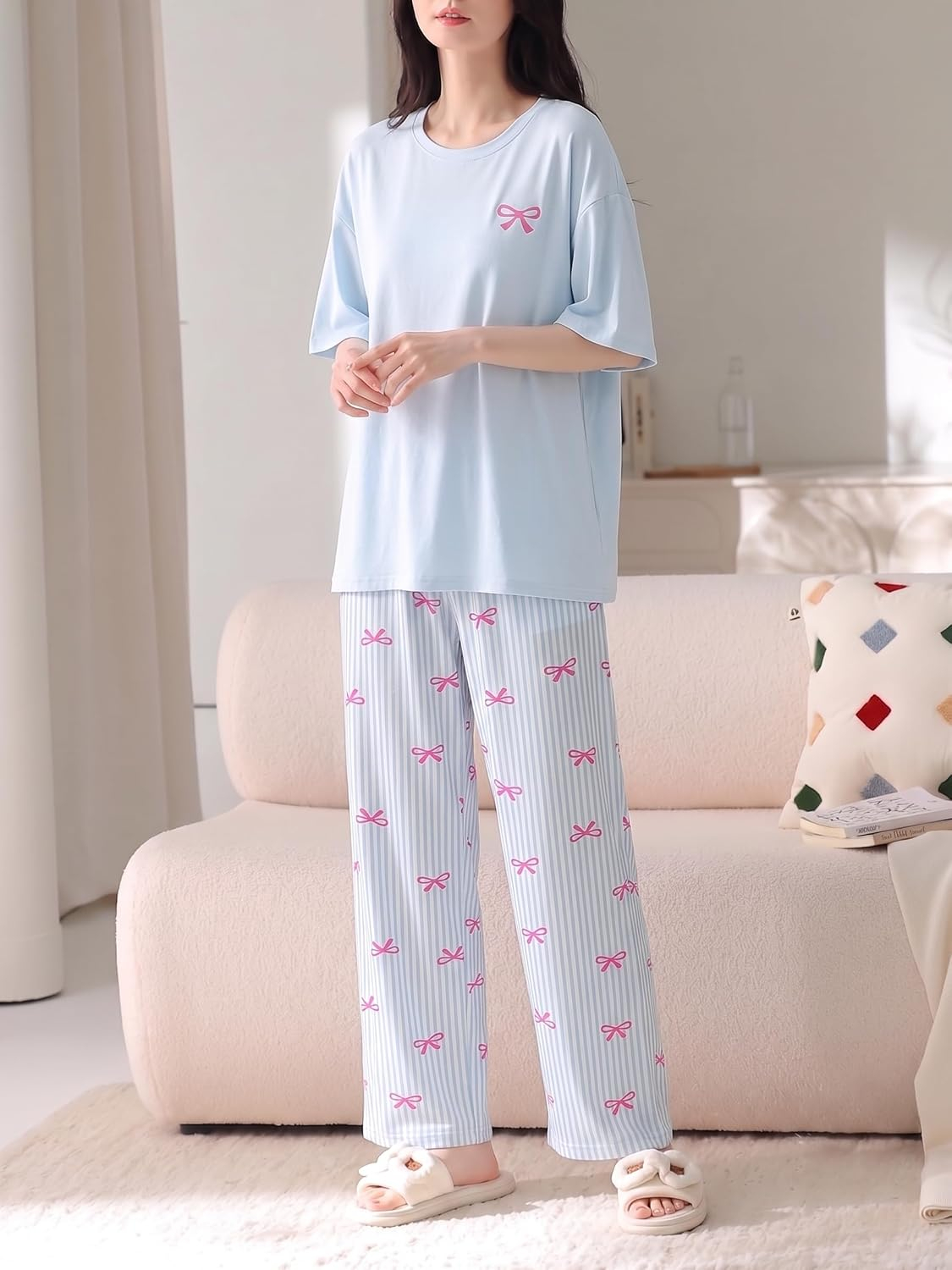 Women's Cotton Blend Full-Sleeve Night Suit - Cream - Image 59