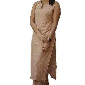 Women's Sleeveless Kurta and Palazzo Set - Beige