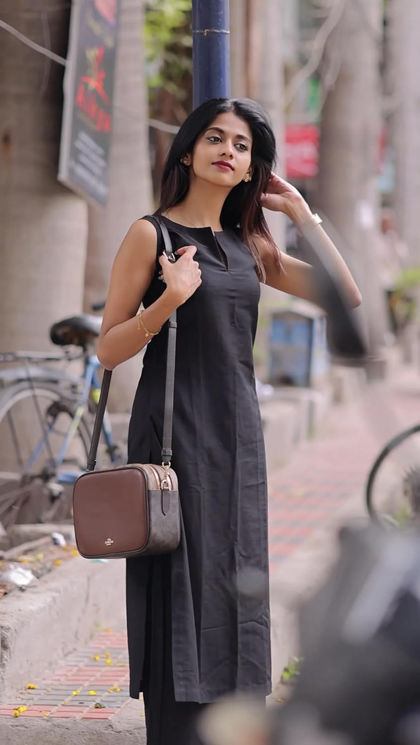 Women's Sleeveless Kurta and Palazzo Set - Black - Image 4