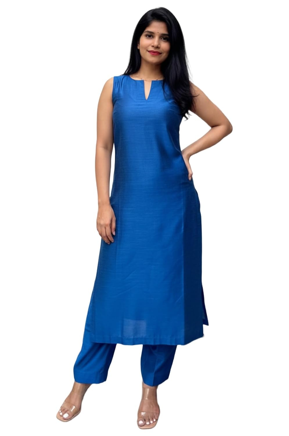 Women's Sleeveless Kurta and Palazzo Set - Blue