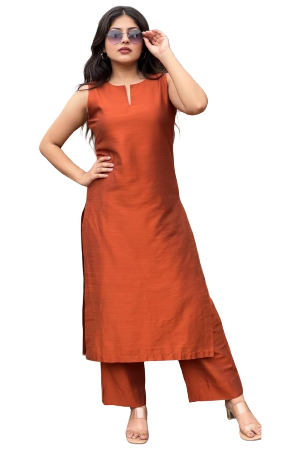 Women's Sleeveless Kurta and Palazzo Set - Blue - Image 17
