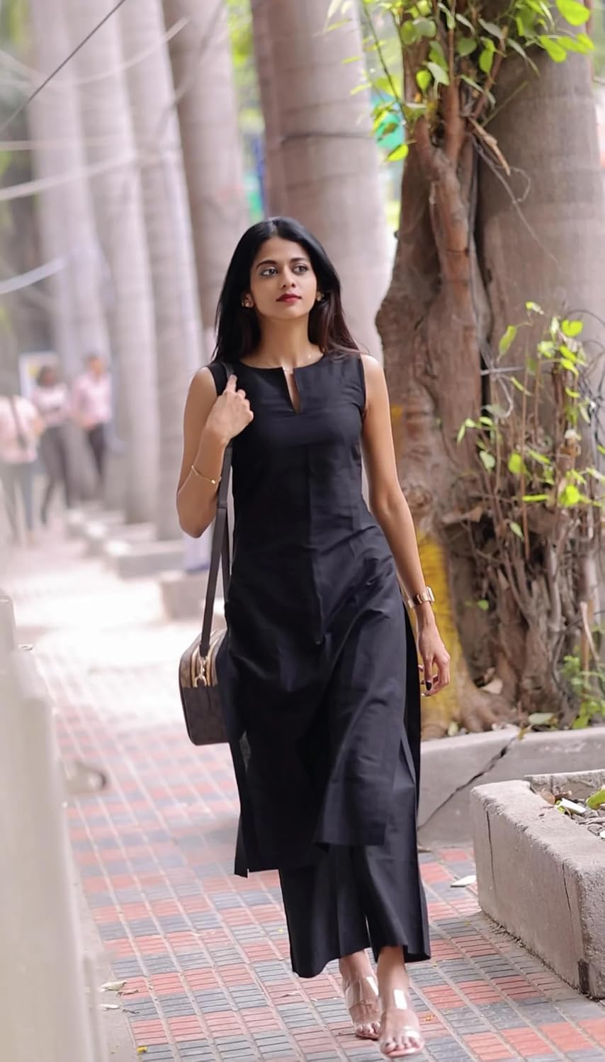 Women's Sleeveless Kurta and Palazzo Set - Blue - Image 32