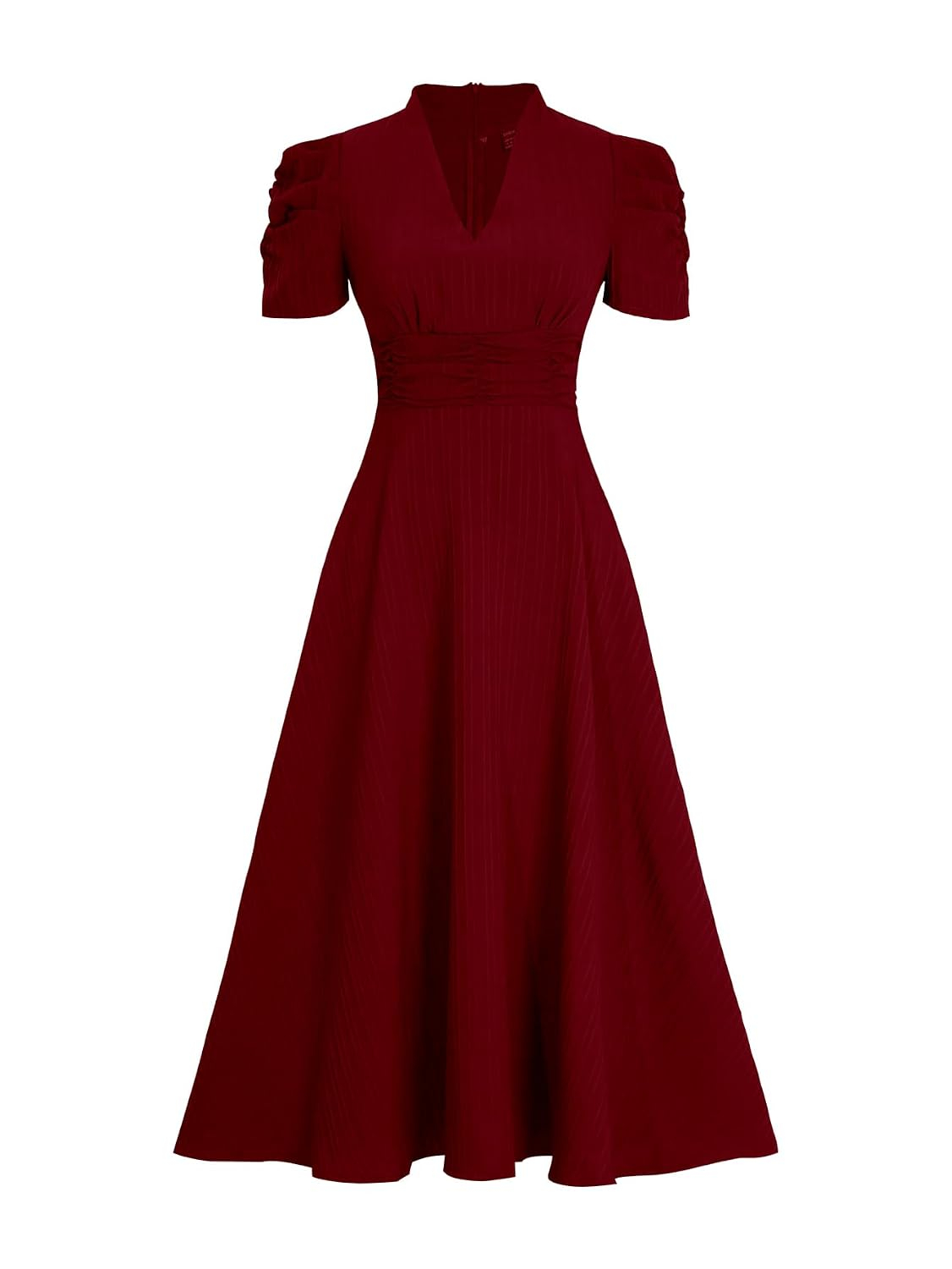 Women's V-Neck A-Line Maxi Dress - Maroon - Image 6