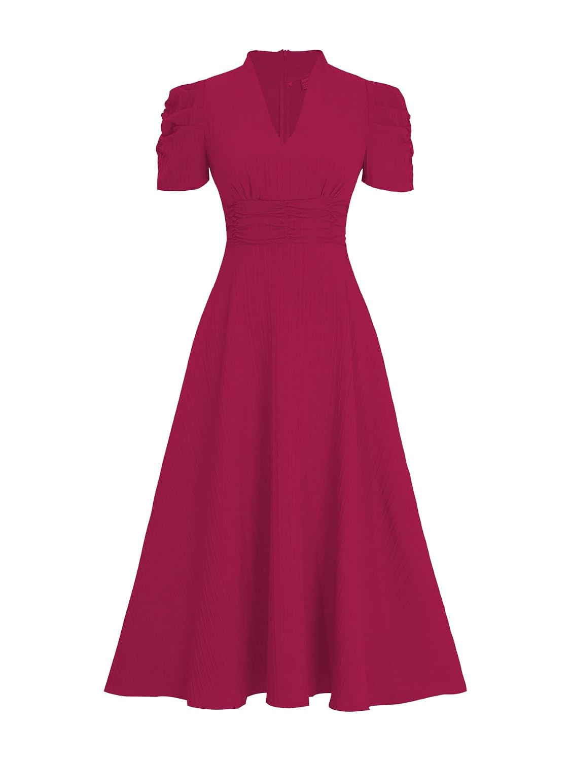 Women's V-Neck A-Line Maxi Dress - Maroon - Image 38