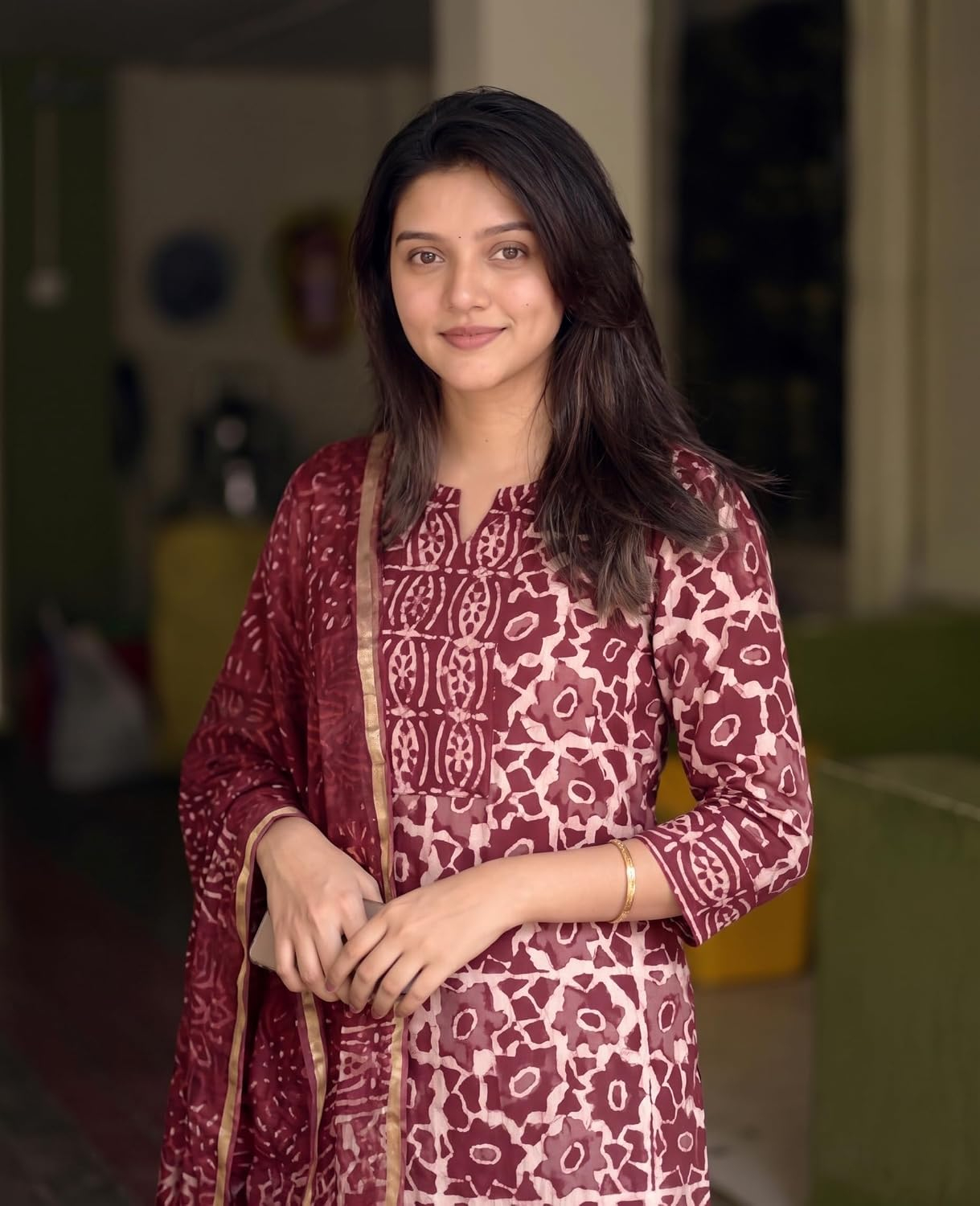 Women's Printed Kurta, Pant and Dupatta Set - Black - Image 9