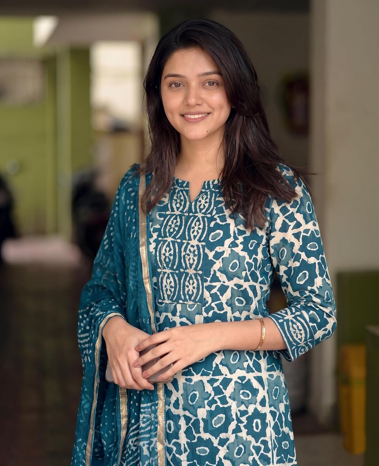 Women's Printed Kurta, Pant and Dupatta Set - Blue - Image 19
