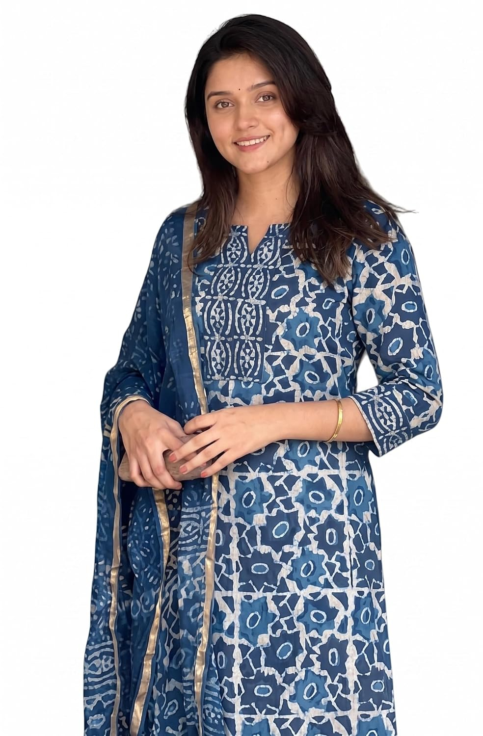 Women's Printed Kurta, Pant and Dupatta Set - Maroon - Image 8