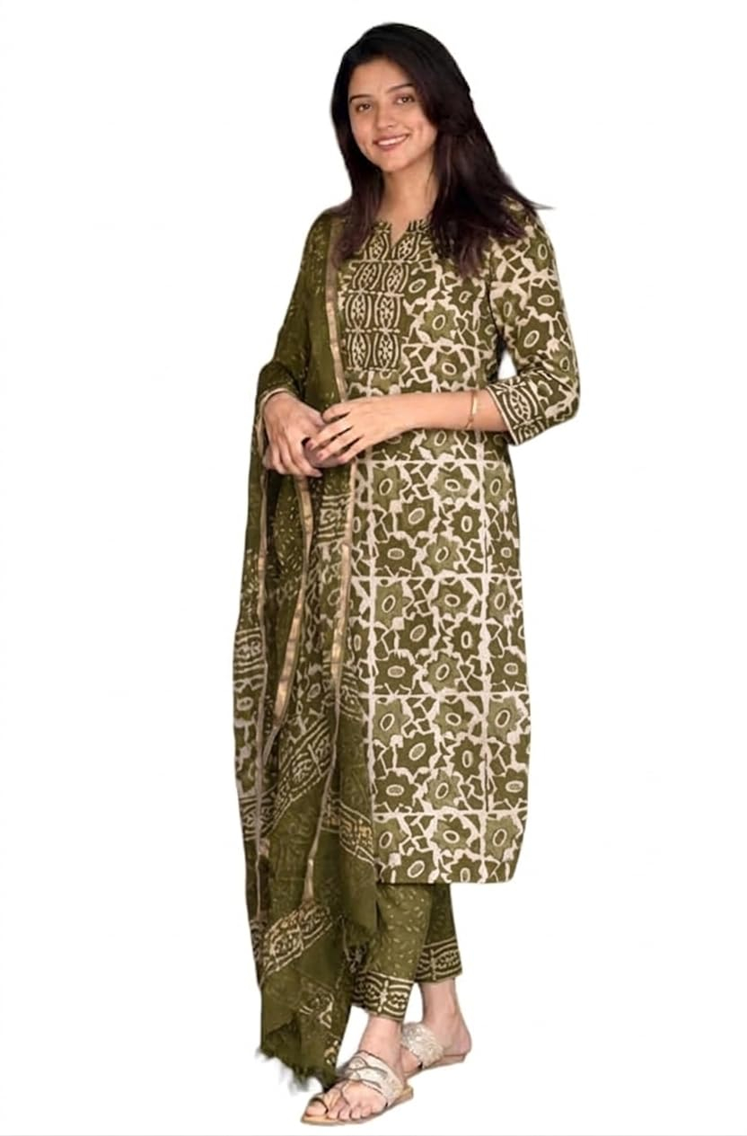 Women's Printed Kurta, Pant and Dupatta Set - Maroon - Image 29