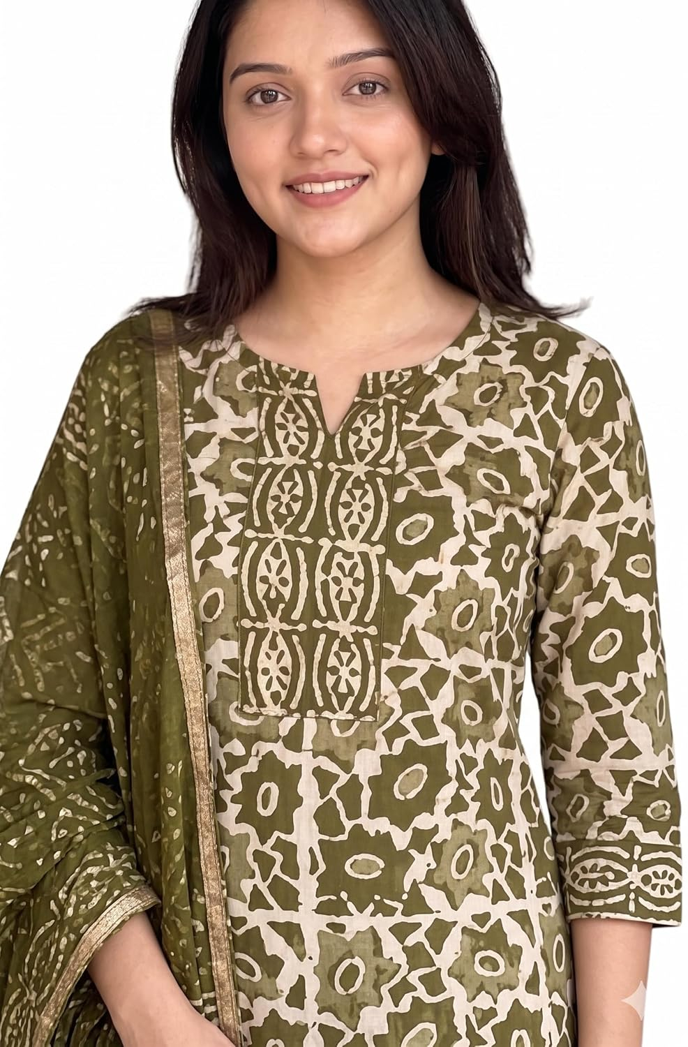 Women's Printed Kurta, Pant and Dupatta Set - Maroon - Image 30