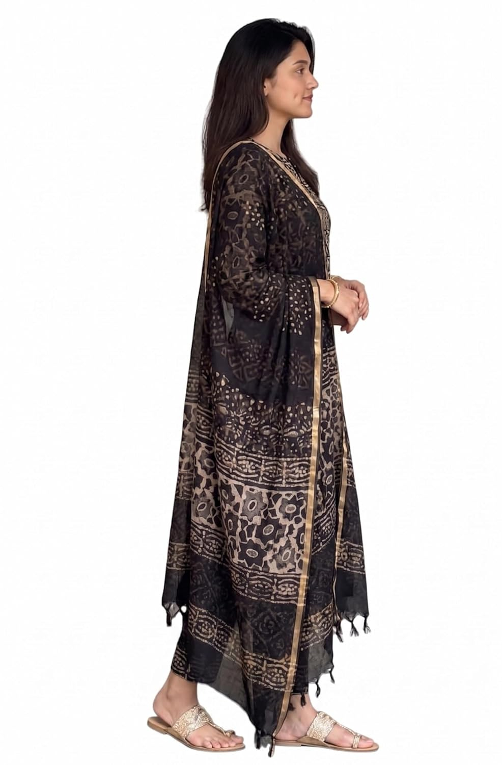 Women's Printed Kurta, Pant and Dupatta Set - Orange - Image 20
