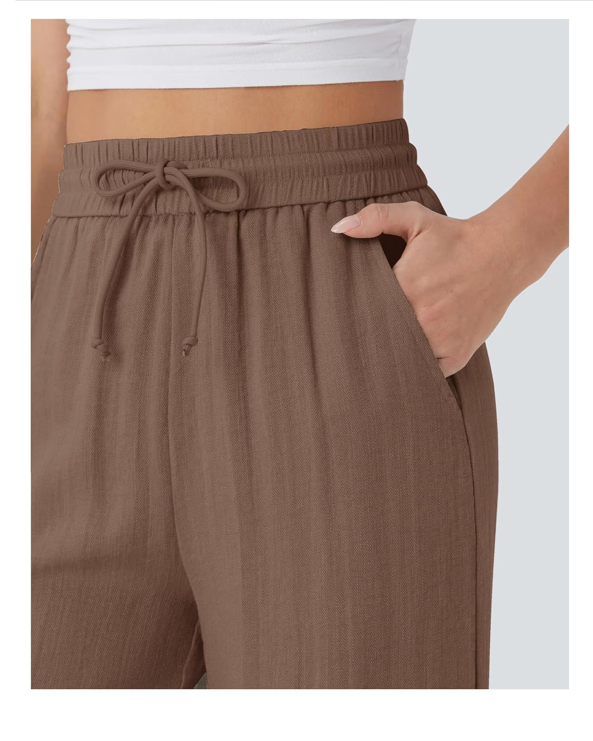 Women's High-Waist Wide-Leg Trousers - Brown - Image 3