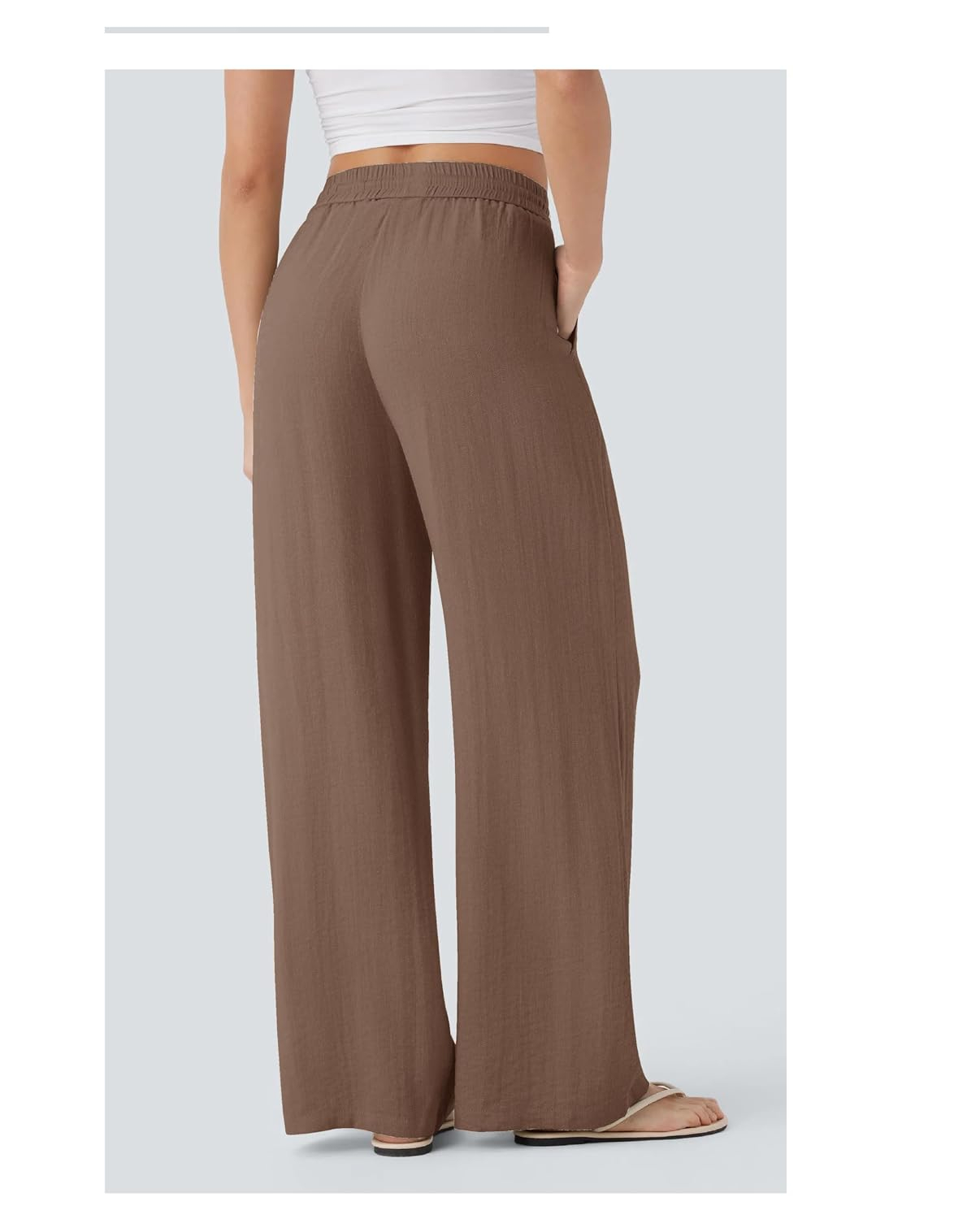 Women's High-Waist Wide-Leg Trousers - Brown - Image 5