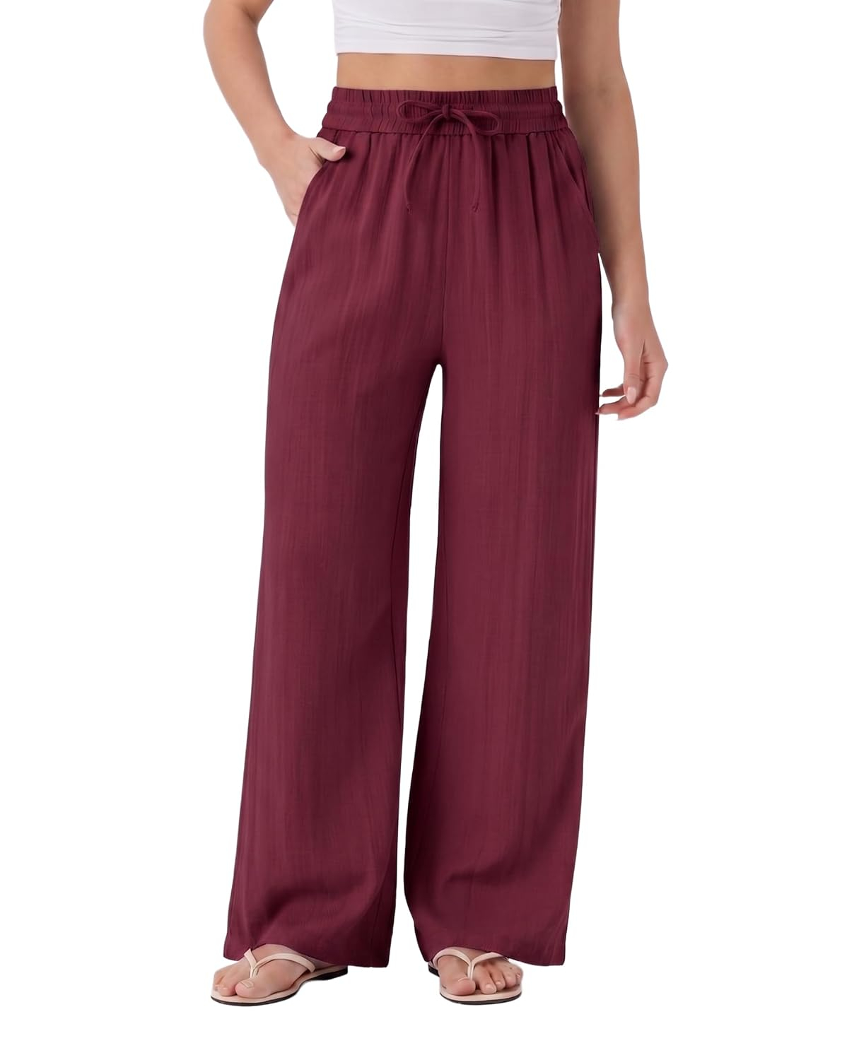 Women's High-Waist Wide-Leg Trousers - Brown - Image 9