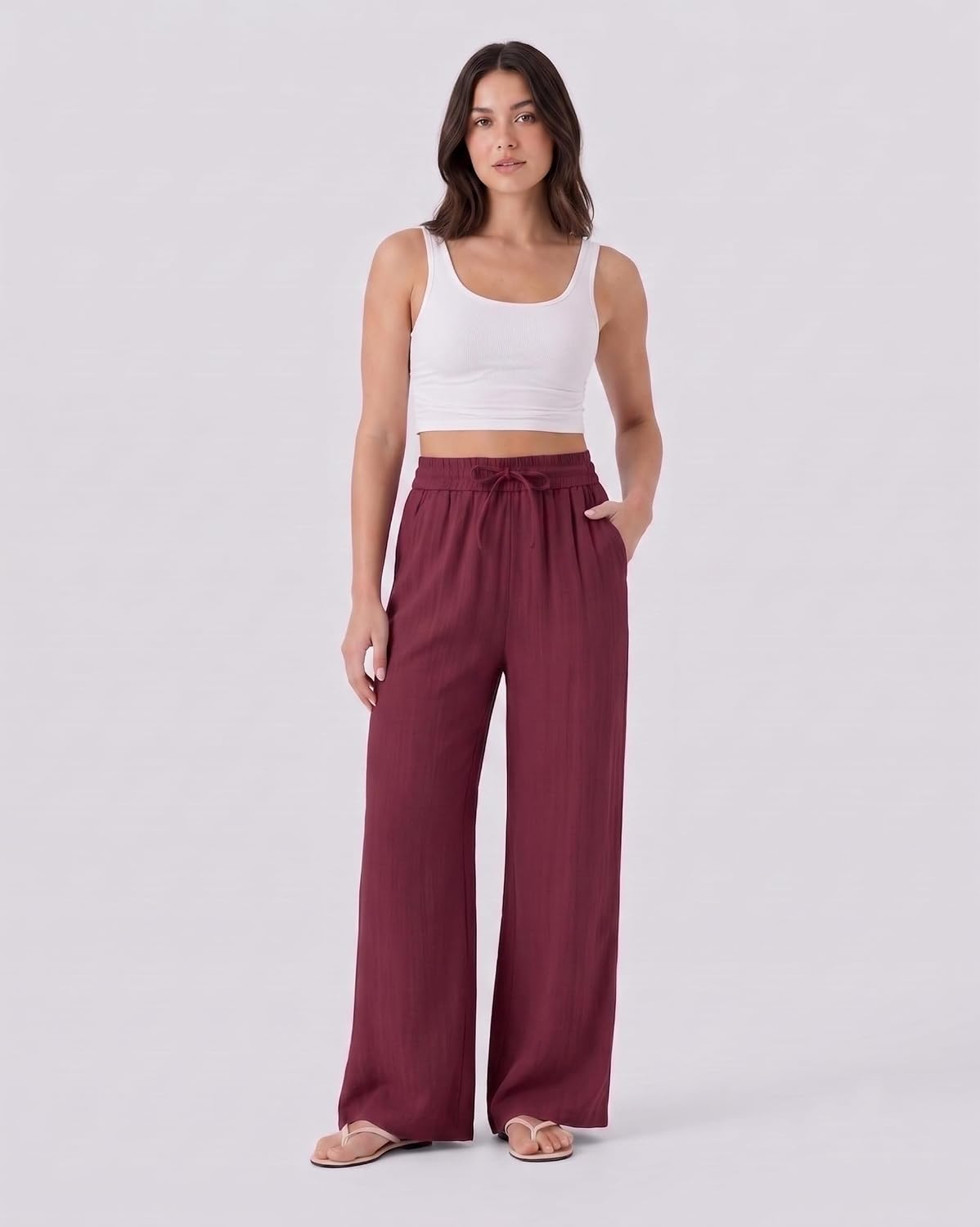 Women's High-Waist Wide-Leg Trousers - Brown - Image 13