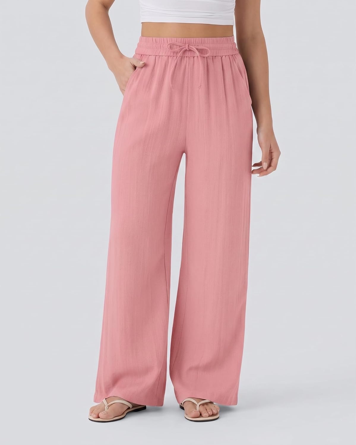 Women's High-Waist Wide-Leg Trousers - Brown - Image 21