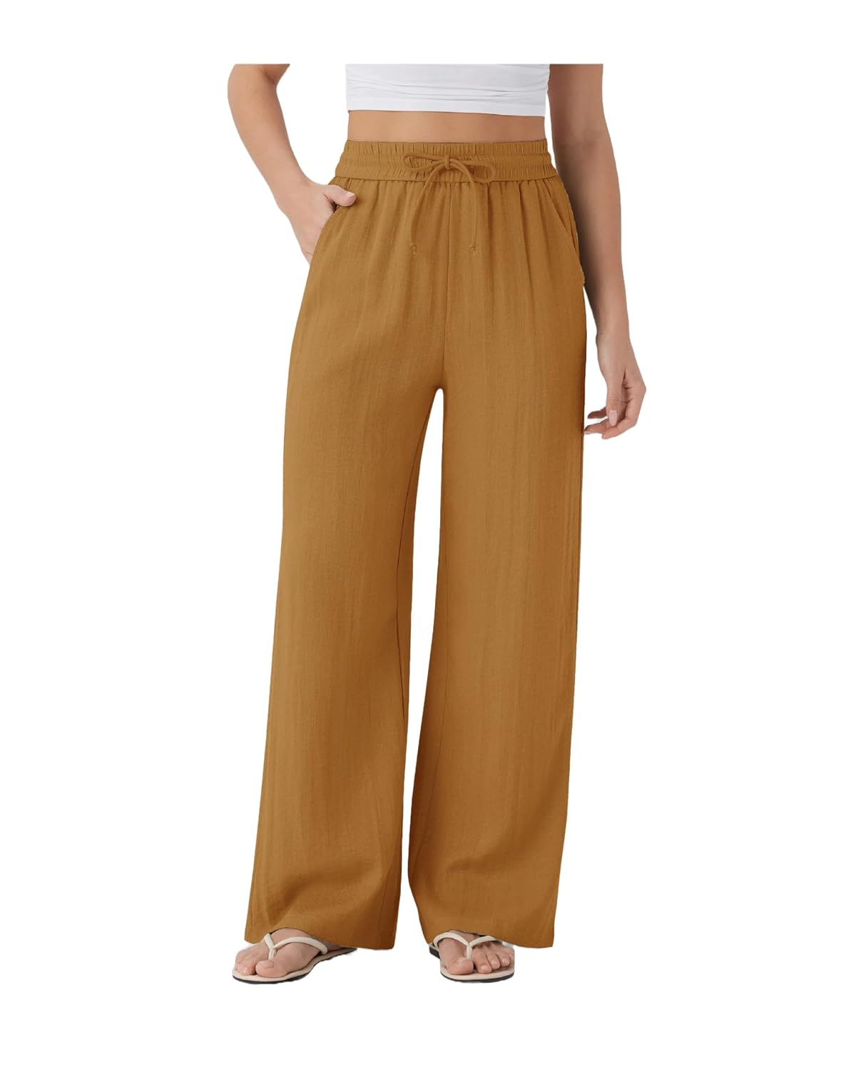 Women's High-Waist Wide-Leg Trousers - Brown - Image 22