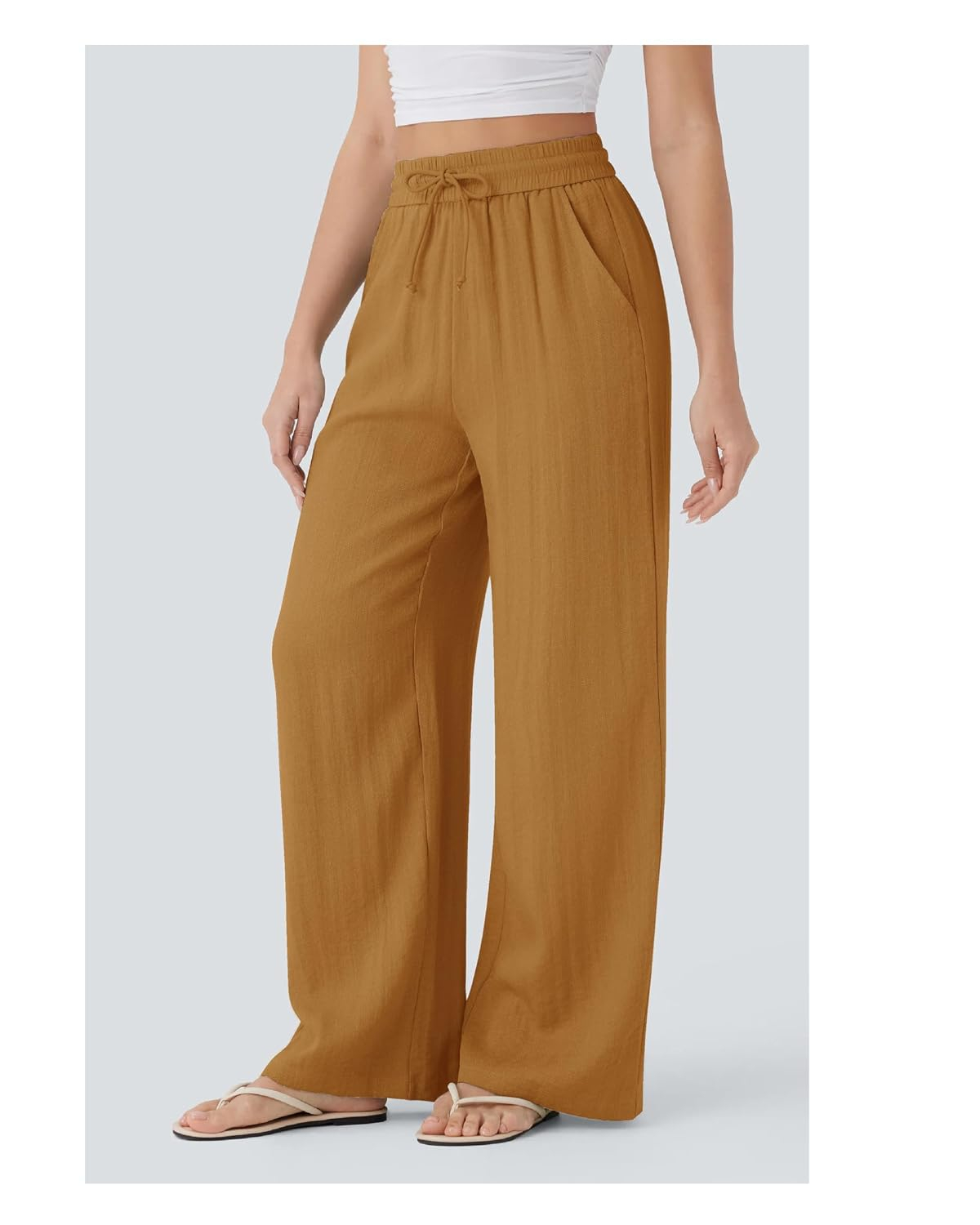 Women's High-Waist Wide-Leg Trousers - Brown - Image 26