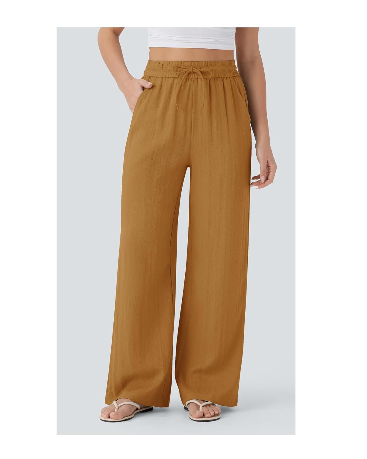 Women's High-Waist Wide-Leg Trousers - Brown - Image 27