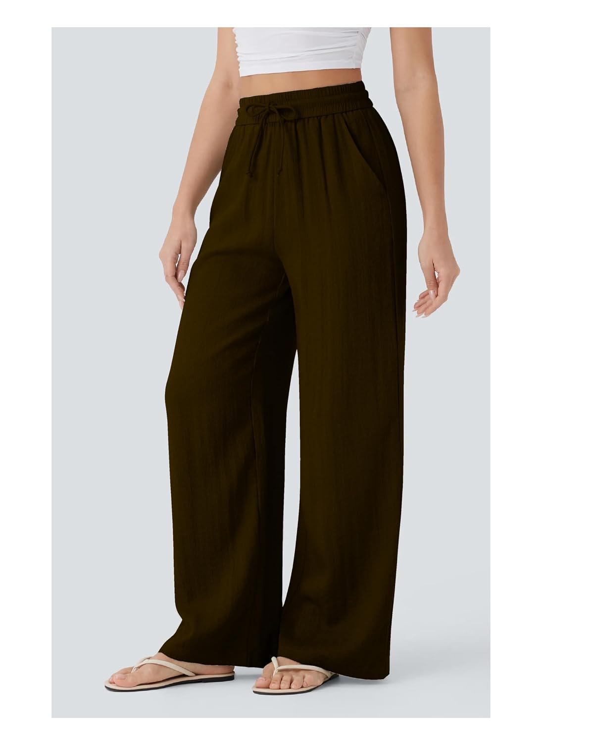 Women's High-Waist Wide-Leg Trousers - Brown - Image 32