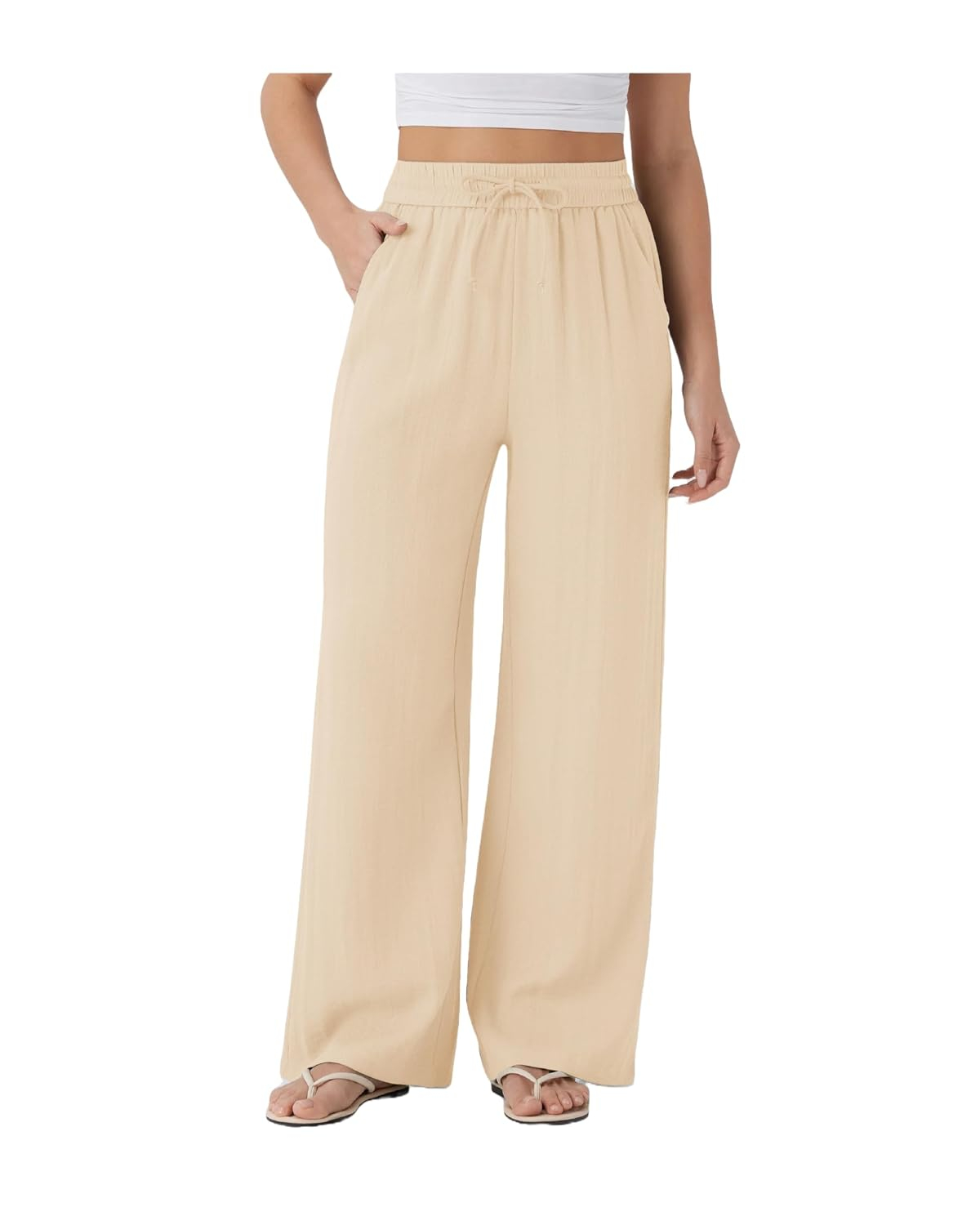 Women's High-Waist Wide-Leg Trousers - Brown - Image 34