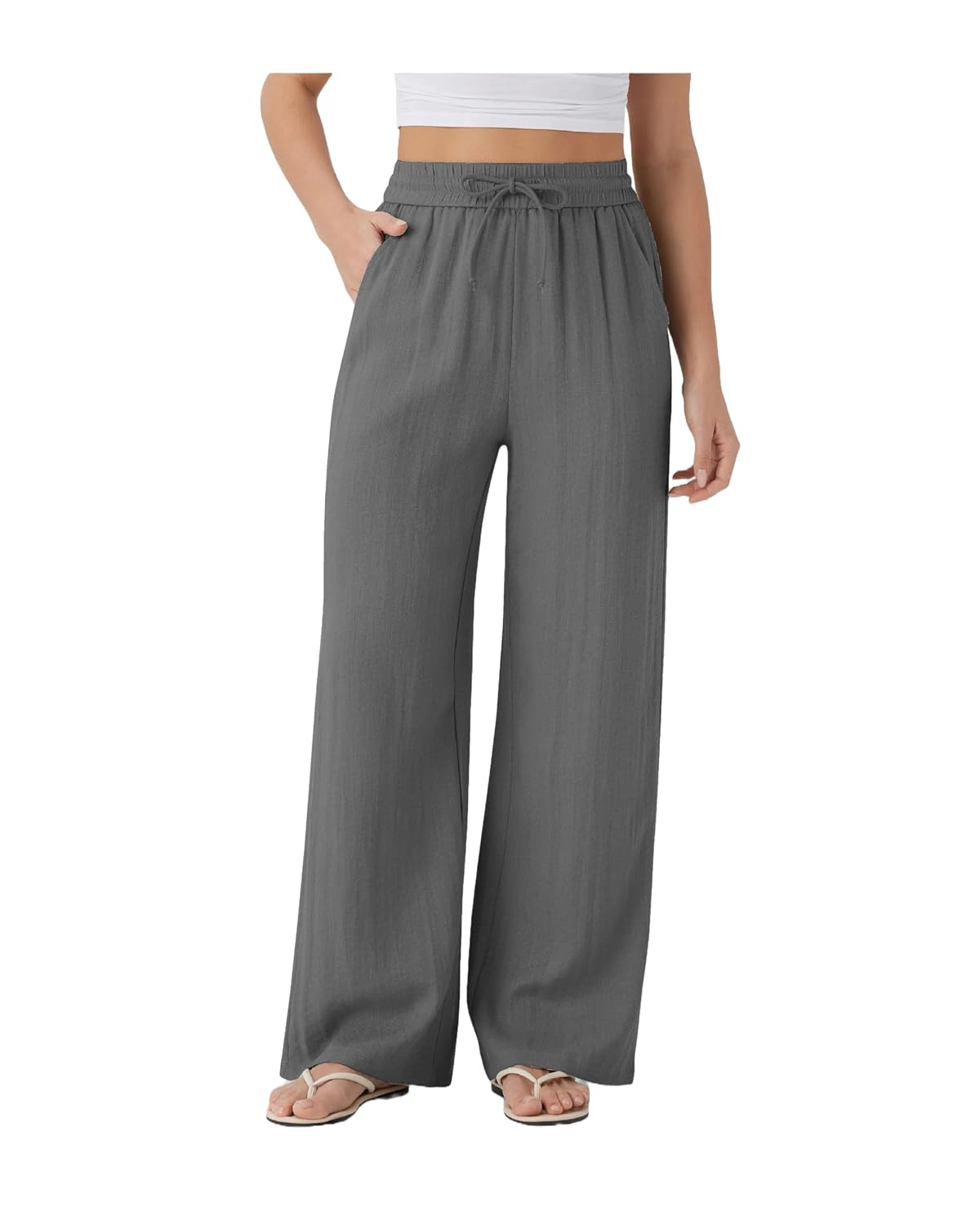 Women's High-Waist Wide-Leg Trousers - Brown - Image 40