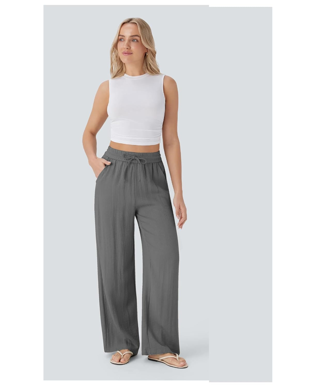 Women's High-Waist Wide-Leg Trousers - Brown - Image 42