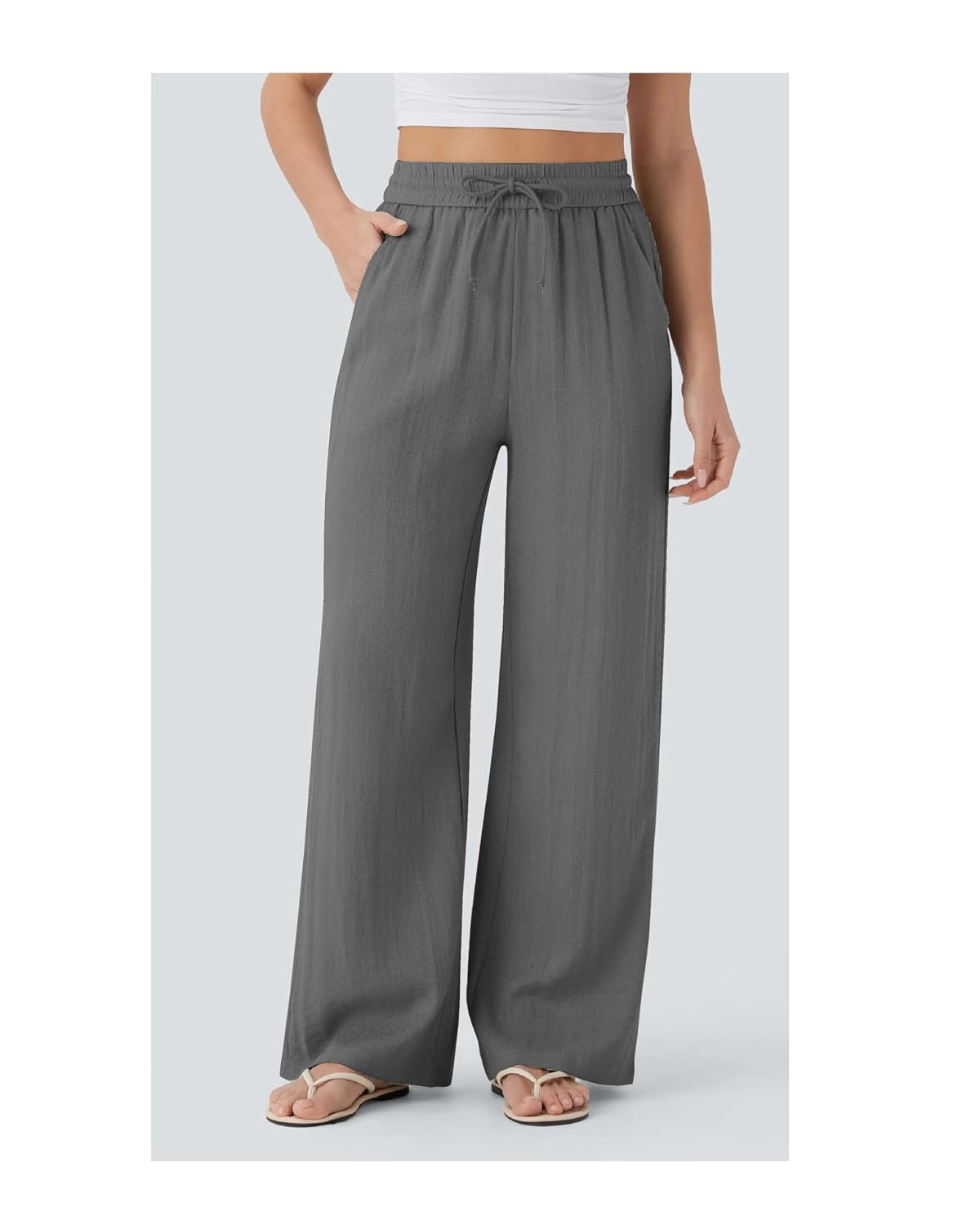 Women's High-Waist Wide-Leg Trousers - Brown - Image 45
