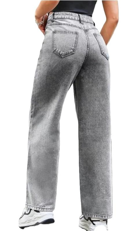 Women's High-Rise Wide-Leg Jeans - Grey - Image 4