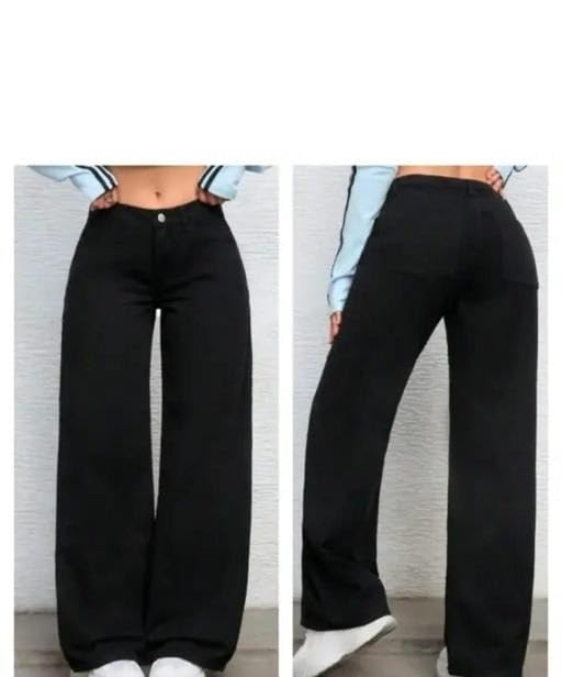 Women's Straight-Fit Cotton Jeans - Black - Image 3