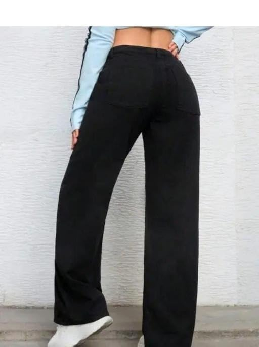 Women's Straight-Fit Cotton Jeans - Black - Image 4