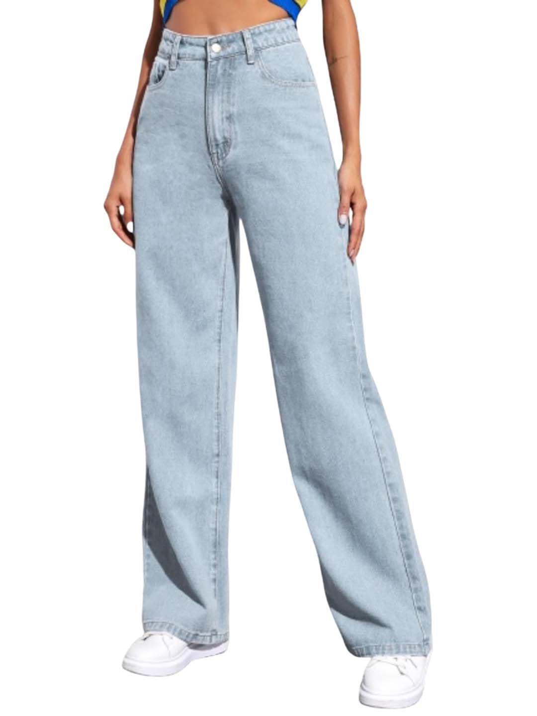 Women's High-Waist Wide-Leg Jeans - Light Blue - Image 2