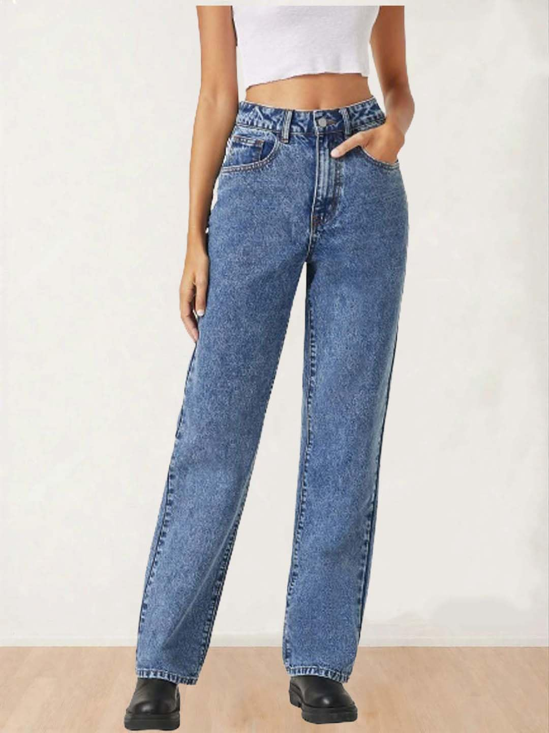 Women's High-Waist Wide-Leg Jeans - Light Blue - Image 17