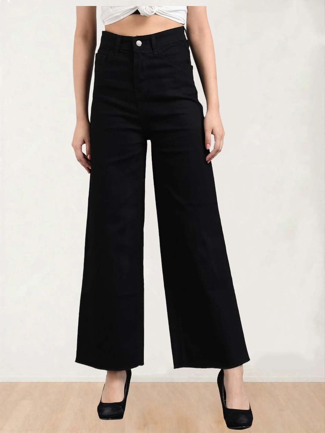 Women's High-Waist Wide-Leg Jeans - Light Blue - Image 21