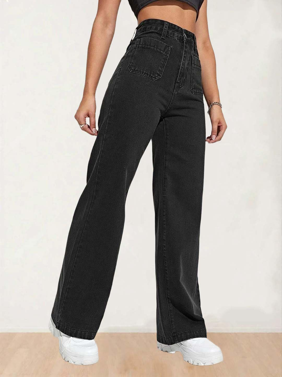 Women's High-Waist Wide-Leg Jeans - Light Blue - Image 28