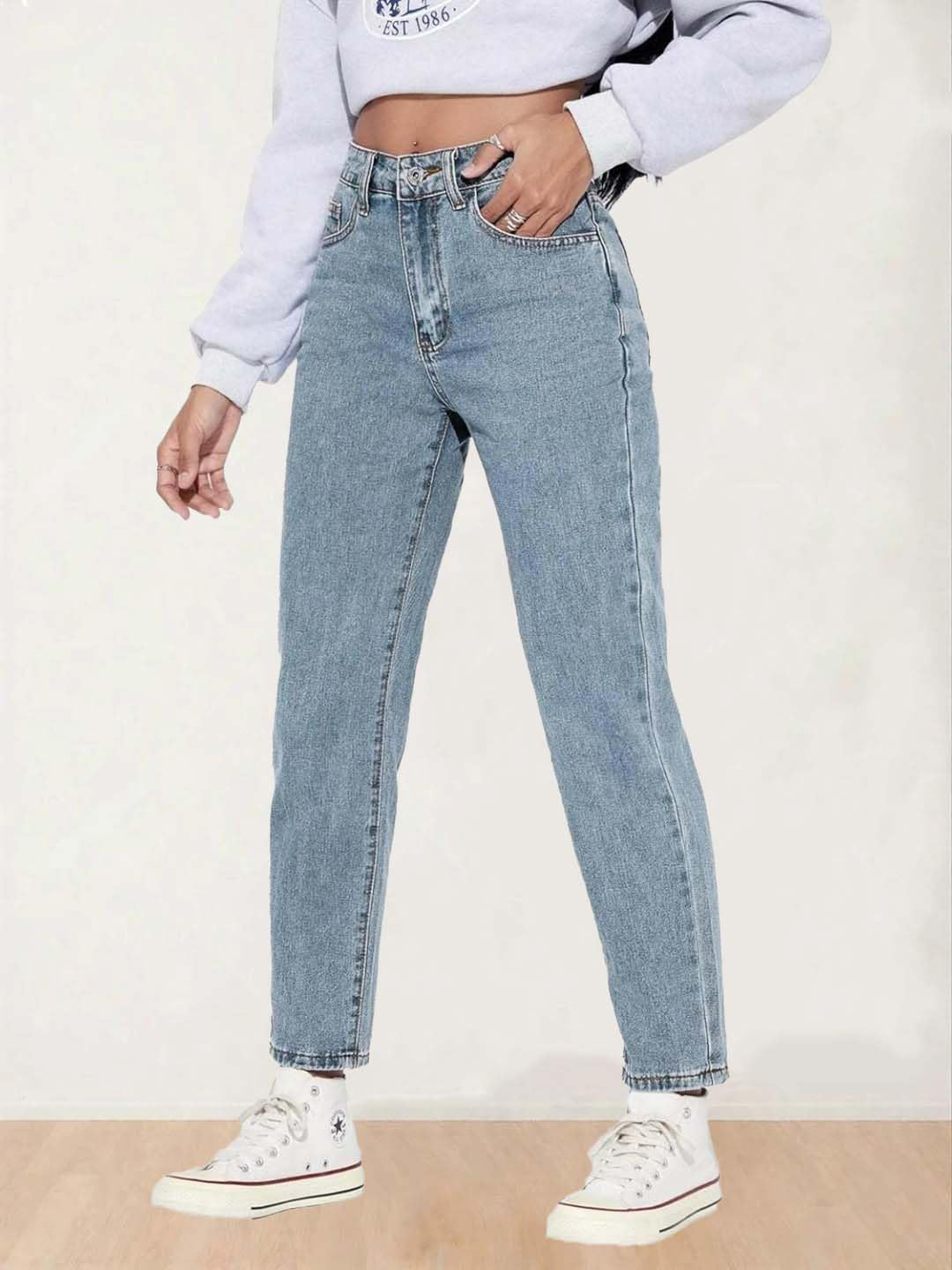 Women's High-Waist Wide-Leg Jeans - Black - Image 11