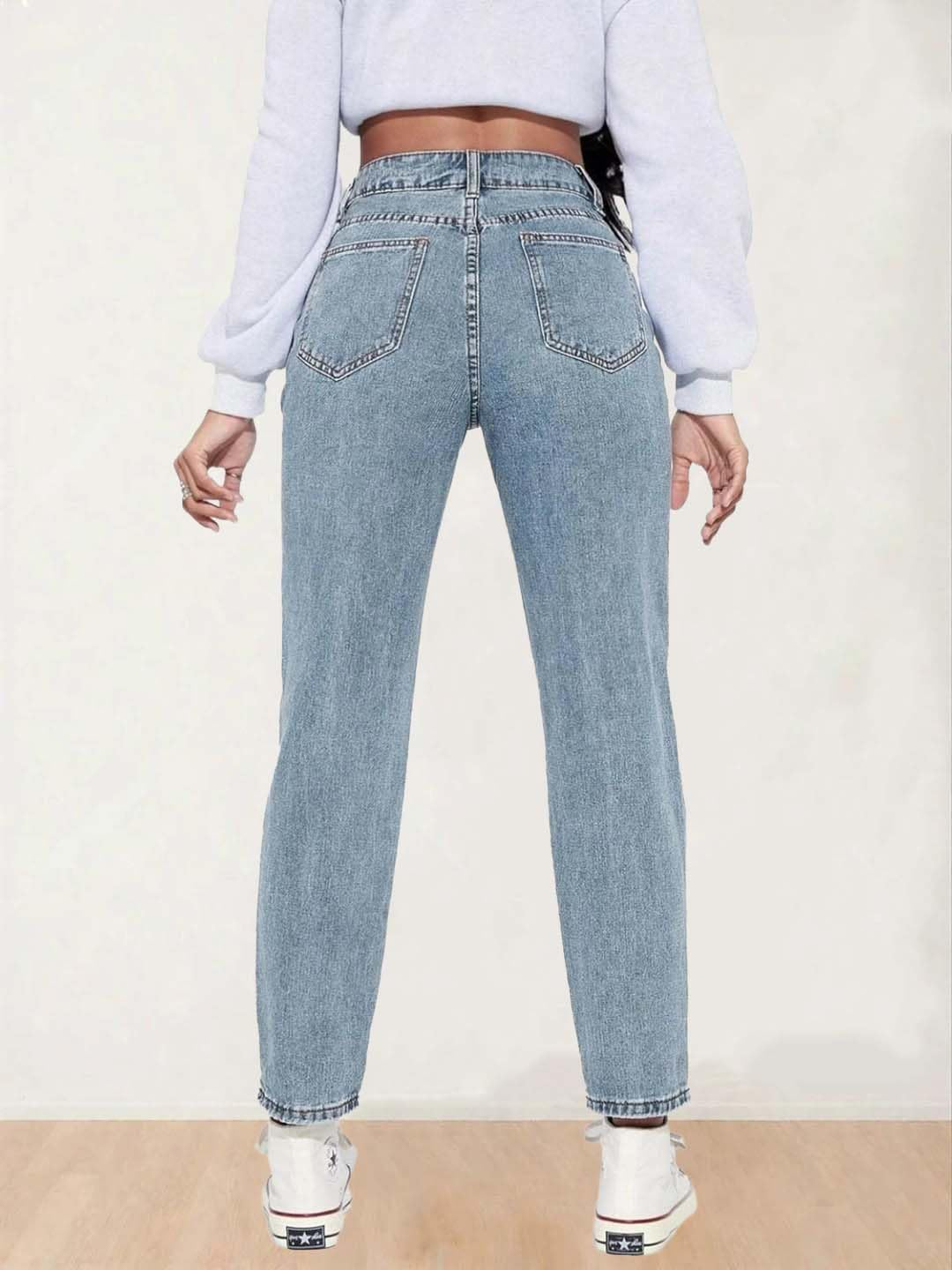Women's High-Waist Wide-Leg Jeans - Black - Image 13