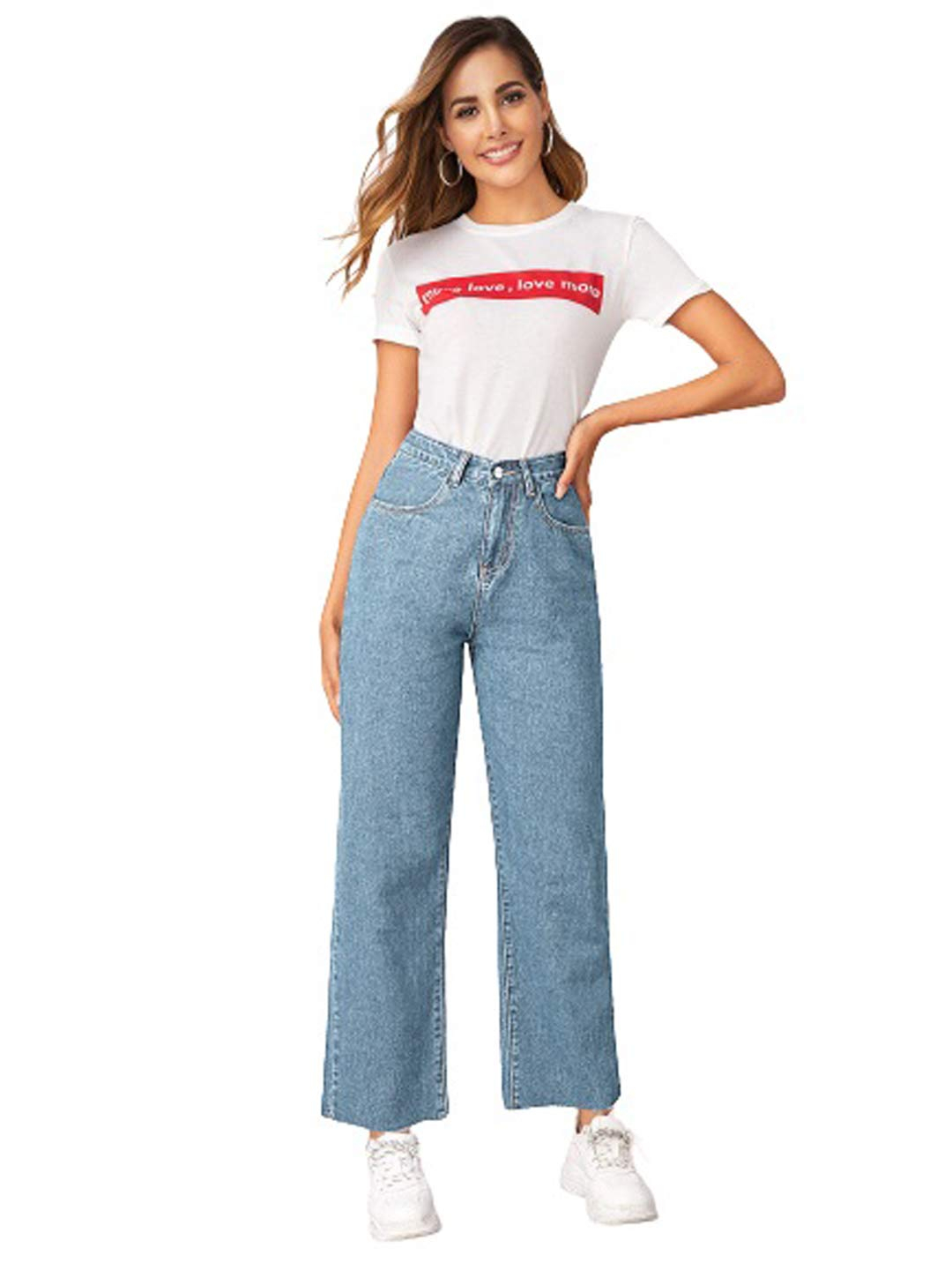 Women's High-Waist Wide-Leg Jeans - Black - Image 37