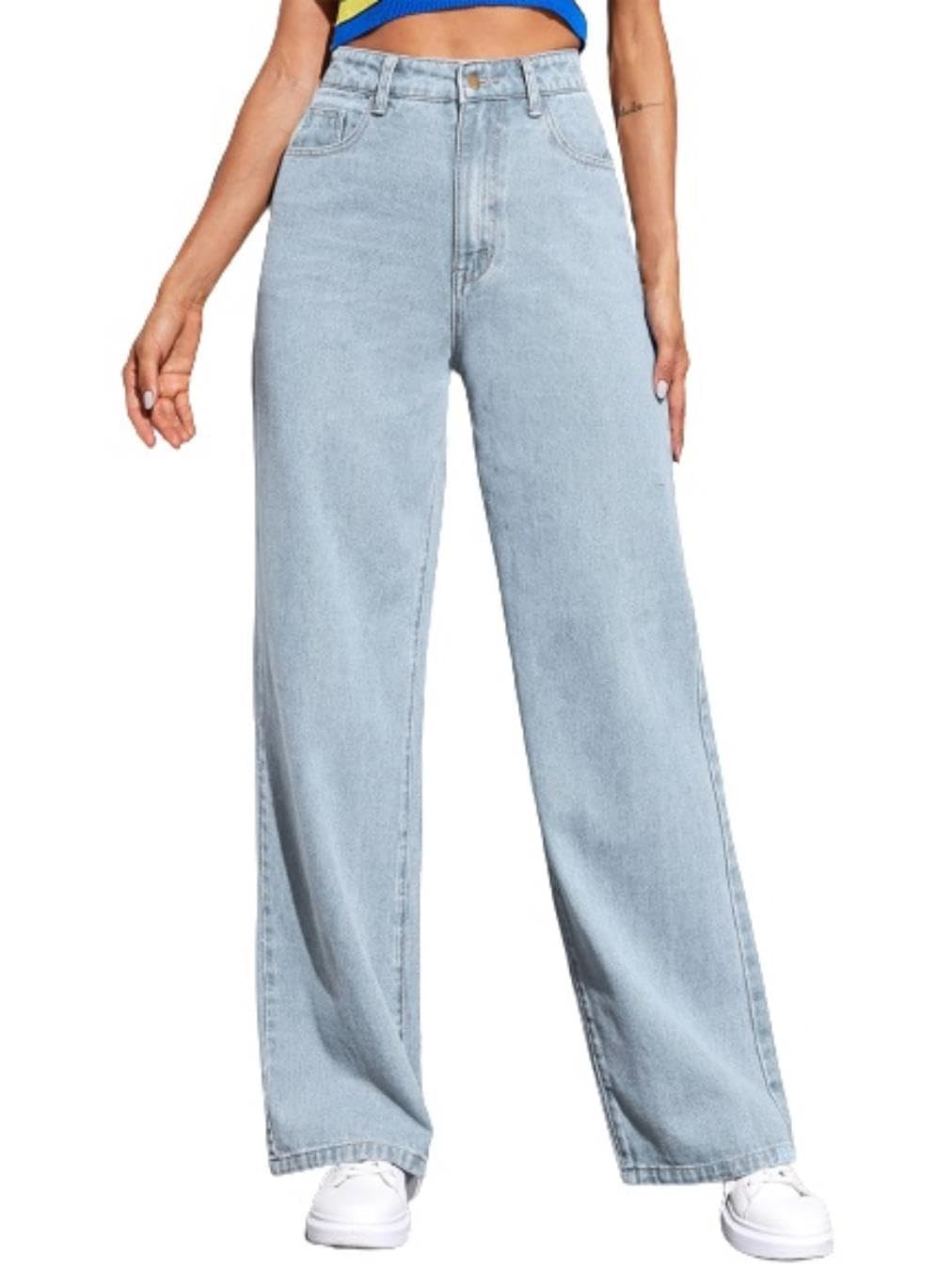 Women's High-Waist Wide-Leg Jeans - Blue - Image 16