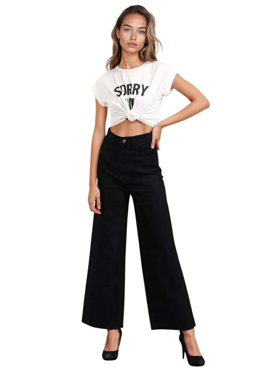 Women's High-Waist Wide-Leg Jeans - Blue - Image 19