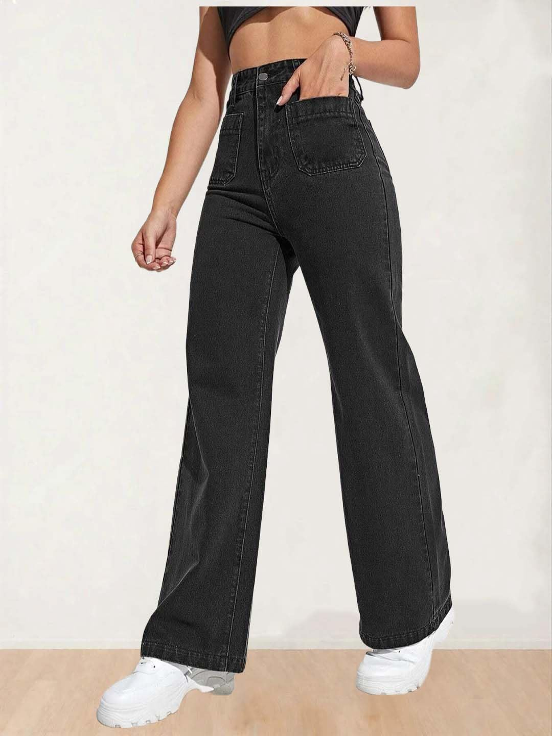 Women's High-Waist Wide-Leg Jeans - Blue - Image 31
