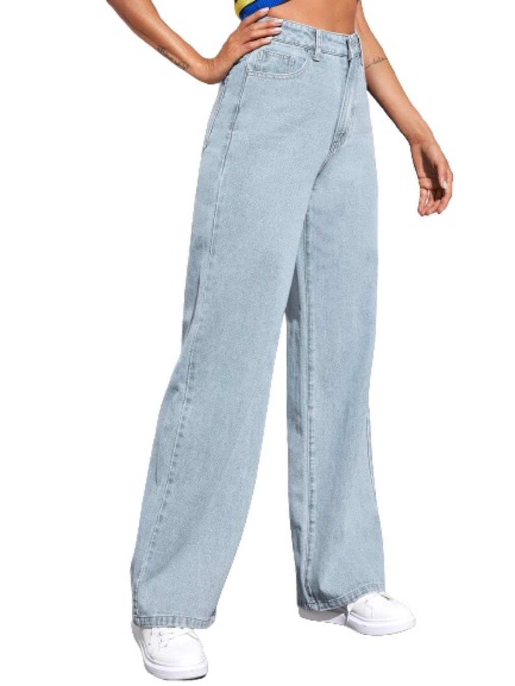 Women's High-Waist Wide-Leg Jeans - Jet Black - Image 22