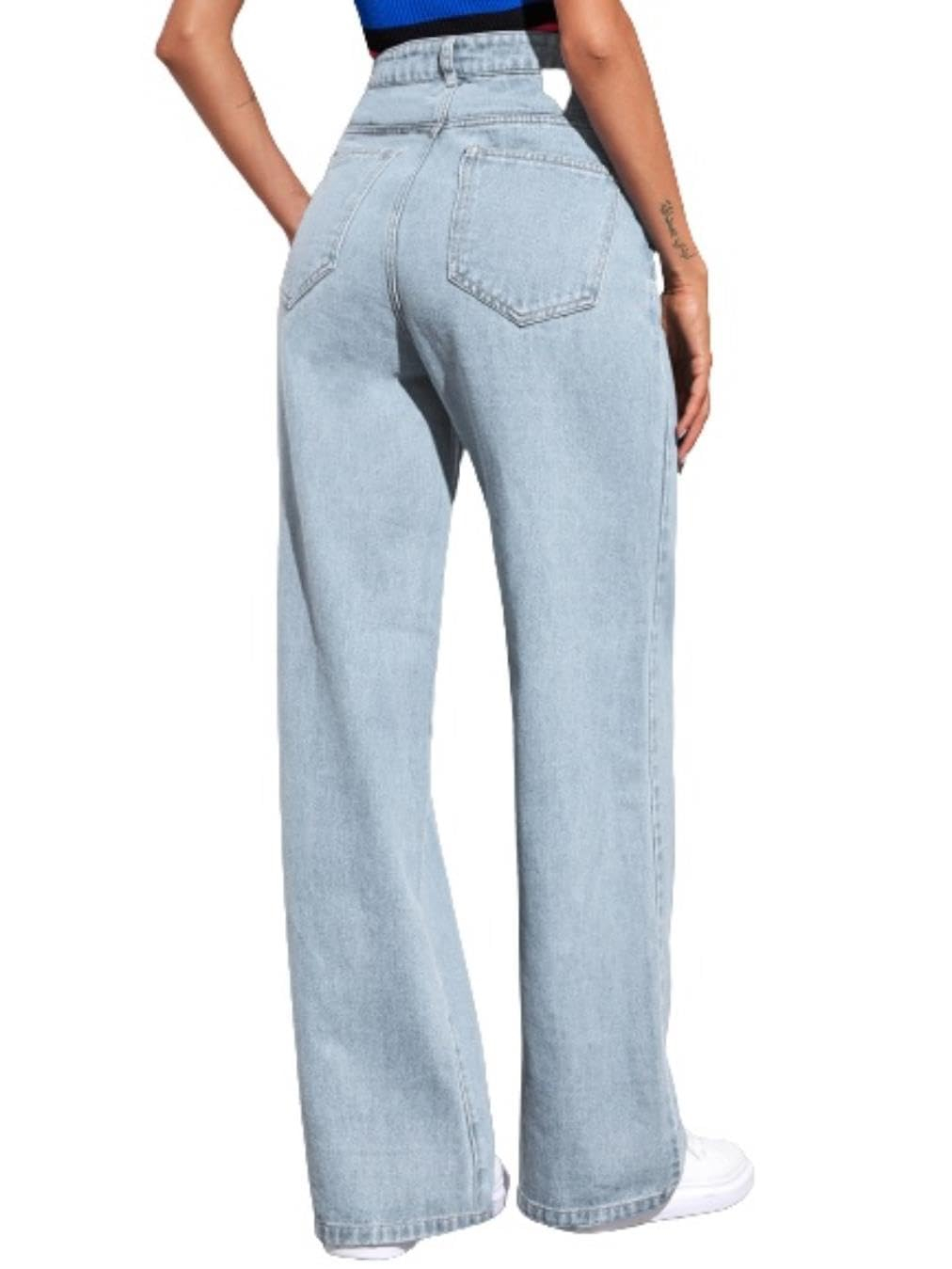 Women's High-Waist Wide-Leg Jeans - Jet Black - Image 24