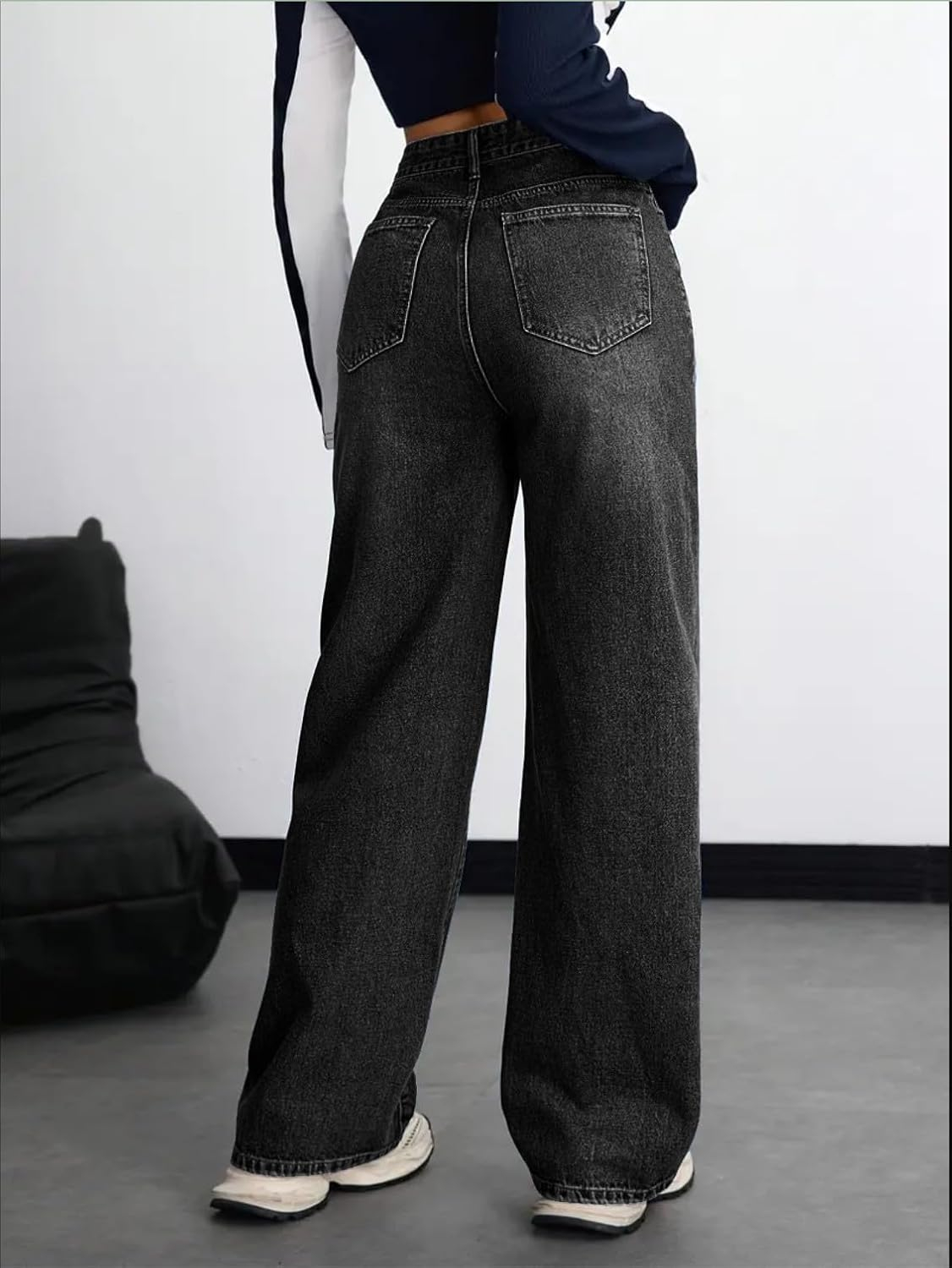Women's Stretch High-Waist Baggy Jeans - Denim Blue - Image 22