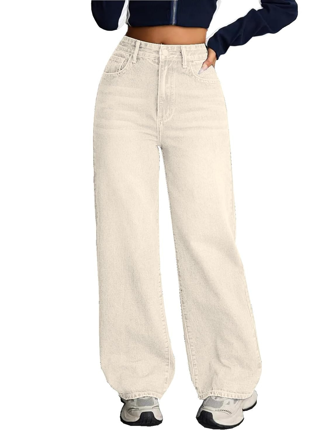 Women's Stretch High-Waist Baggy Jeans - Grey - Image 32